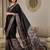 black ethnic motifs ajrak crepe ready to wear block print saree