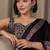 black ethnic motifs ajrak crepe ready to wear block print saree