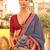 Navy blue ethnic printed zari patola saree