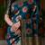 Teal floral zari silk blend heavy work banarasi saree