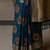 Teal floral zari silk blend heavy work banarasi saree
