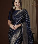navy blue ethnic motifs zari satin saree