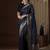 navy blue ethnic motifs zari satin saree