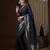 navy blue ethnic motifs zari satin saree