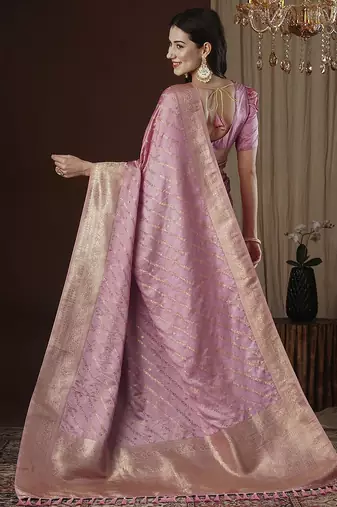 pink ethnic motifs zari satin kanjeevaram saree