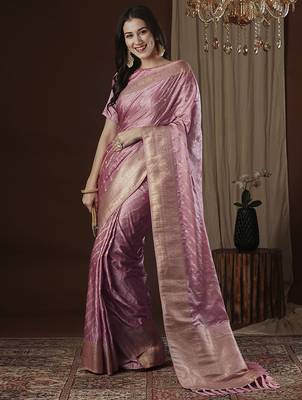 pink ethnic motifs zari satin kanjeevaram saree 4