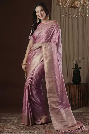pink ethnic motifs zari satin kanjeevaram saree