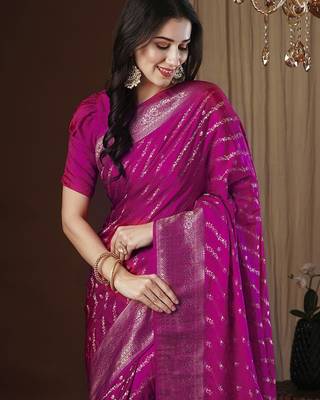 pink woven design zari satin kanjeevaram saree 1