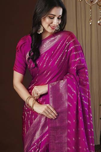 pink woven design zari satin kanjeevaram saree