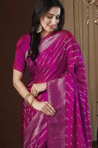 pink woven design zari satin kanjeevaram saree