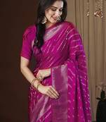 pink woven design zari satin kanjeevaram saree