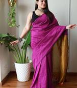 burgundy cotton blend khadi saree