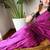 burgundy cotton blend khadi saree