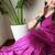 pink cotton blend colourblocked saree