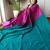 pink cotton blend colourblocked saree