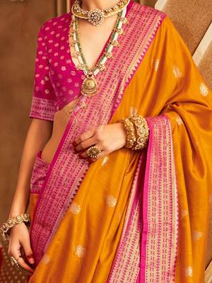 Orange ethnic motifs zari patola saree 4