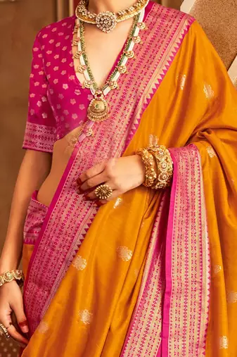 Orange ethnic motifs zari patola saree