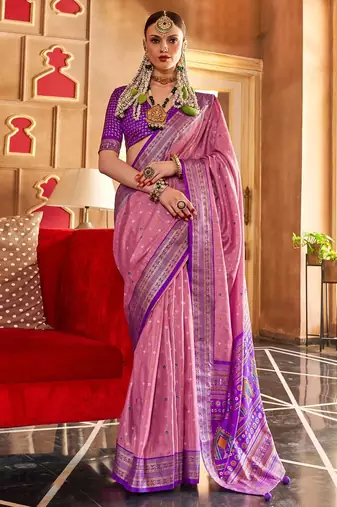 Pink ethnic motifs zari patola saree