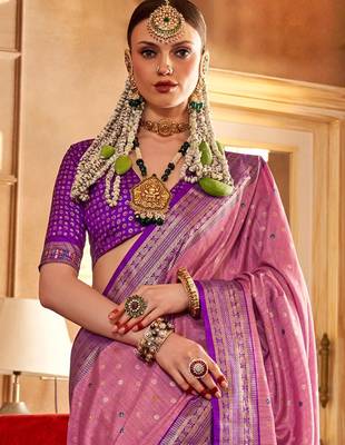 Pink ethnic motifs zari patola saree 2
