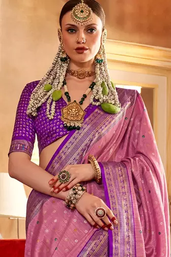 Pink ethnic motifs zari patola saree