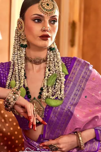 Pink ethnic motifs zari patola saree