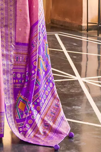 Pink ethnic motifs zari patola saree