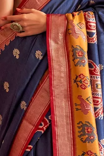Navy blue ethnic motifs zari patola saree