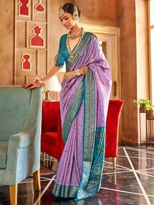 Lavender ethnic motifs zari patola saree 1