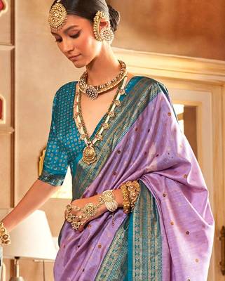 Lavender ethnic motifs zari patola saree 2
