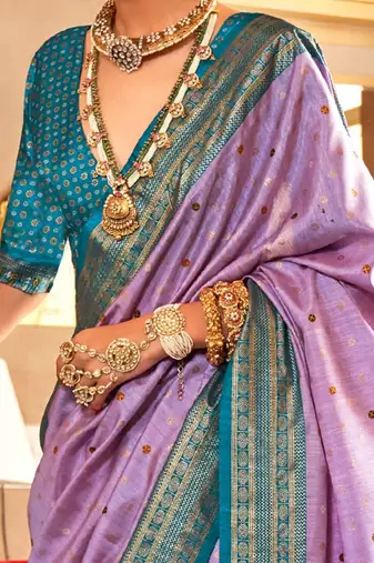 Lavender ethnic motifs zari patola saree
