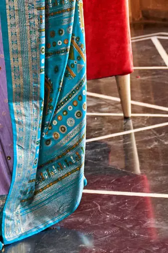 Lavender ethnic motifs zari patola saree
