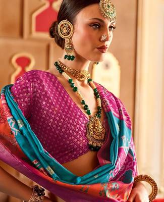 Blue ethnic motifs woven design zari  patola saree 4