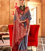Grey ethnic motifs zari patola saree