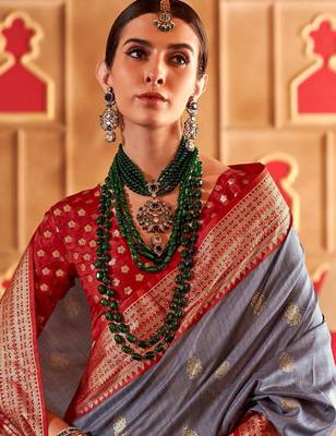 Grey ethnic motifs zari patola saree 3