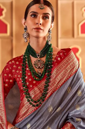 Grey ethnic motifs zari patola saree