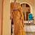 Mustard geometric silk blend ikat saree