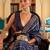 Navy blue ethnic motifs printed ikat saree