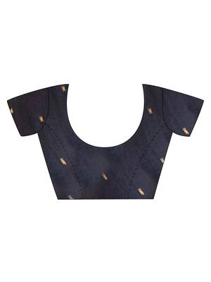 Navy blue ethnic motifs printed ikat saree 5
