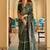 Green ethnic motif printed zari ikat saree