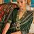 Green ethnic motif printed zari ikat saree