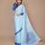 blue floral satin designer freehand saree