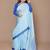 blue floral satin designer freehand saree