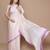 cream ethnic motifs printed satin saree