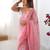 pink embellished beads and stones chiffon saree