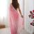 pink embellished beads and stones chiffon saree