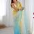 yellow embellished beads and stones chiffon designer saree