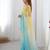 yellow embellished beads and stones chiffon designer saree