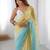yellow embellished beads and stones chiffon designer saree