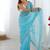 blue embellished beads and stones chiffon designer saree