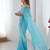 blue embellished beads and stones chiffon designer saree